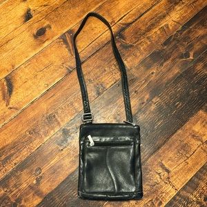 Vintage Genuine Leather Crossbody Black Bag Made in Columbia